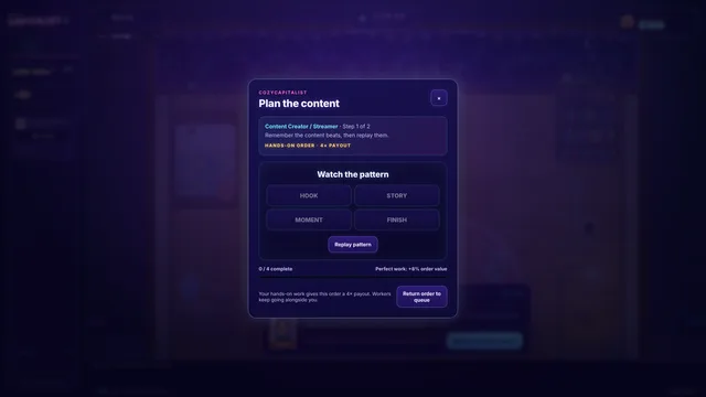 The Plan the content hands-on order: replay a pattern of hook, story, moment and finish beats