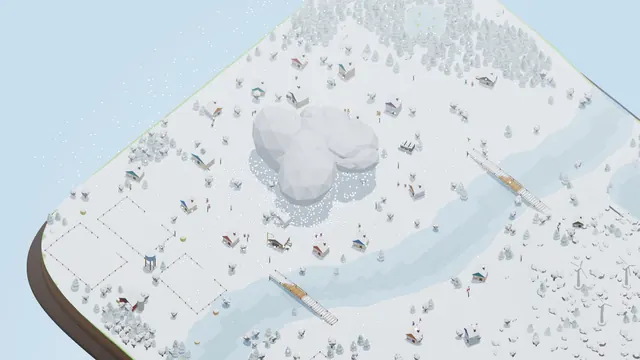 A blizzard cloud whiting out the snow-covered valley