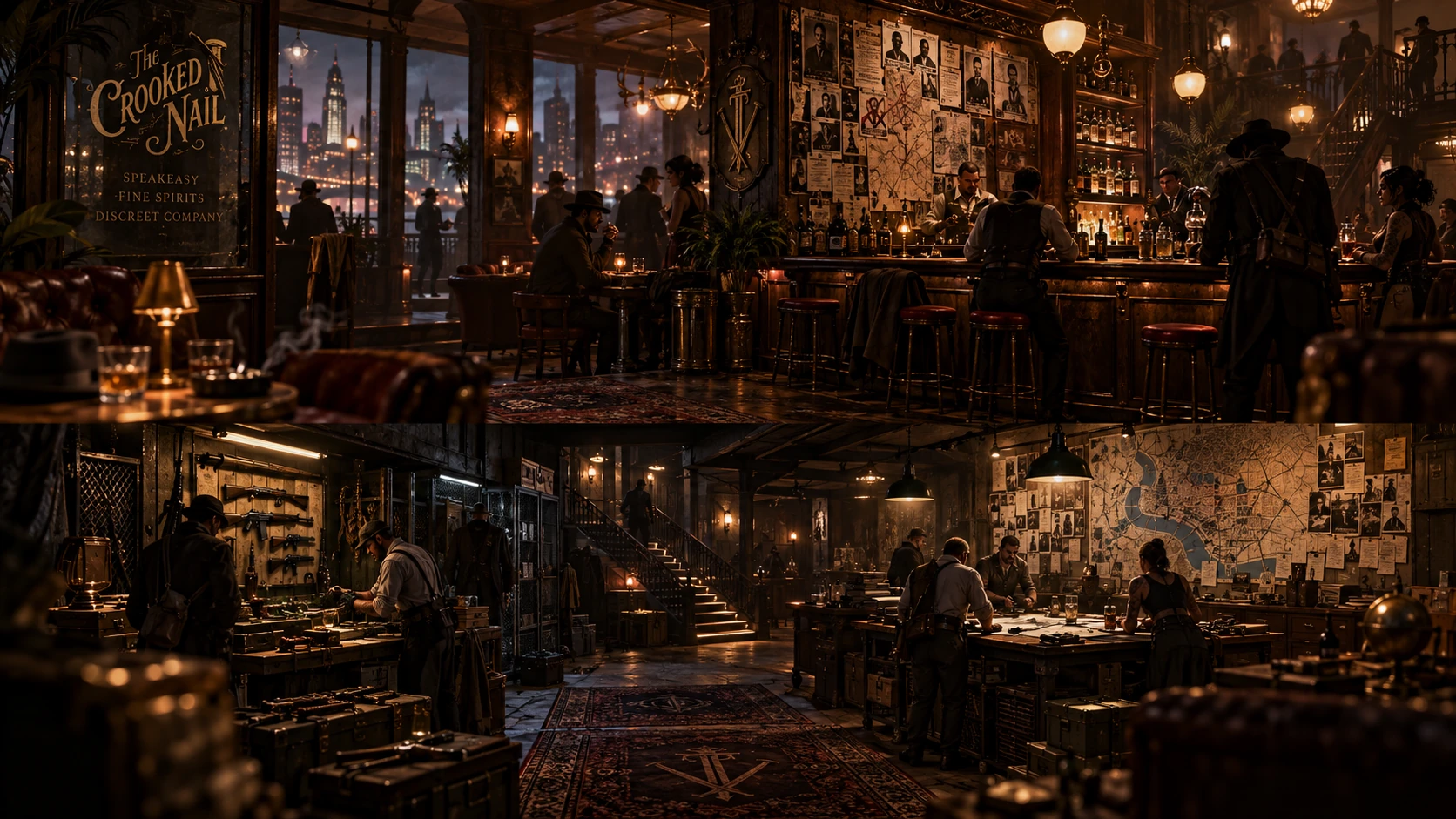 Approved cinematic art of The Crooked Nail speakeasy, headquarters of The Guild